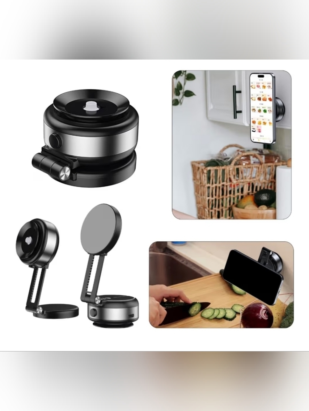 Windshield Magnetic Phone Mount & Charger with Vacuum Suction 360° Bracket